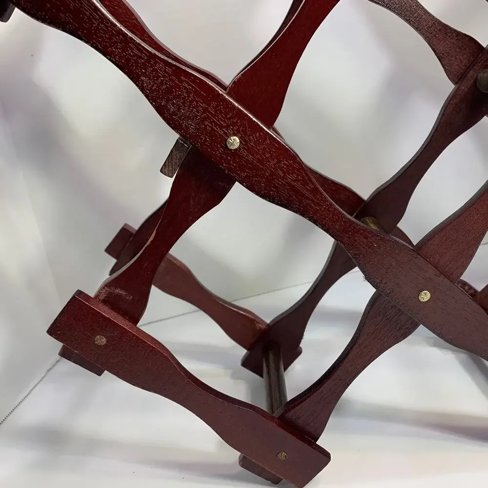 Vintage MCM Wooden Sculpted Foldable Wine Rack Made By APEX ~ Has APEX Label!!